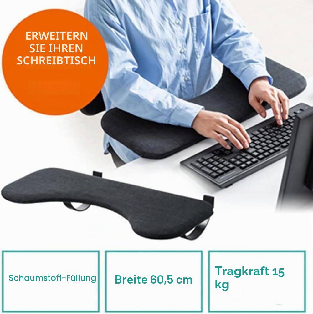 Ergonomische Schreibtischplatte, faltbar – Erweiterung des Schreibtischs, Handgelenkstütze und Ellenbogen, Armstütze und Armlehne
