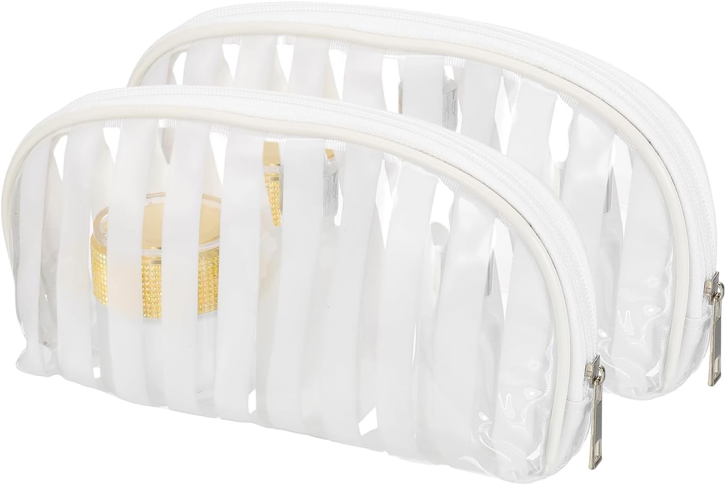 PATIKIL 2 Pcs Clear Makeup Cosmetic Bag, 8.6″x4.7″x2.3″...