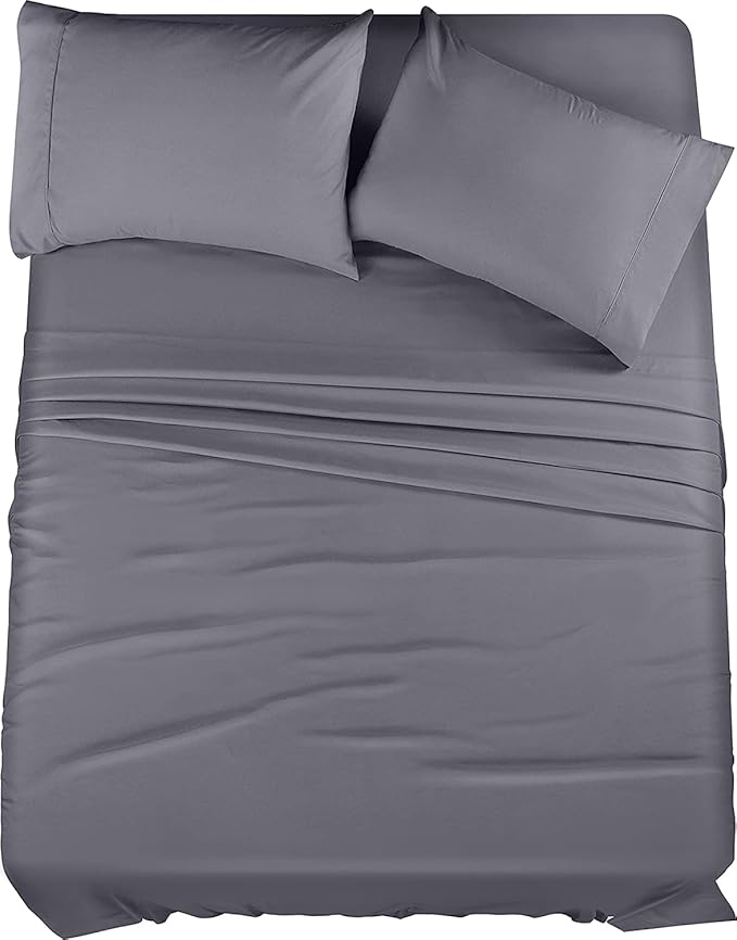 Utopia Bedding Bed Sheet Set - 4 Piece Cal King Bedding - Soft Brushed Microfiber Fabric - Wrinkle, Shrinkage & Fade Resistant - Easy Care (Cal King, Grey)