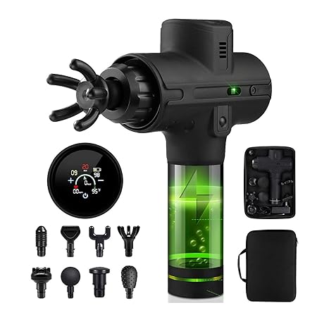 Kitchen House Infini Pro Percussion Massage Gun | Body Massager | Massager Machine | Massager for Body Pain Relief | 8 Specialized Heads | Black