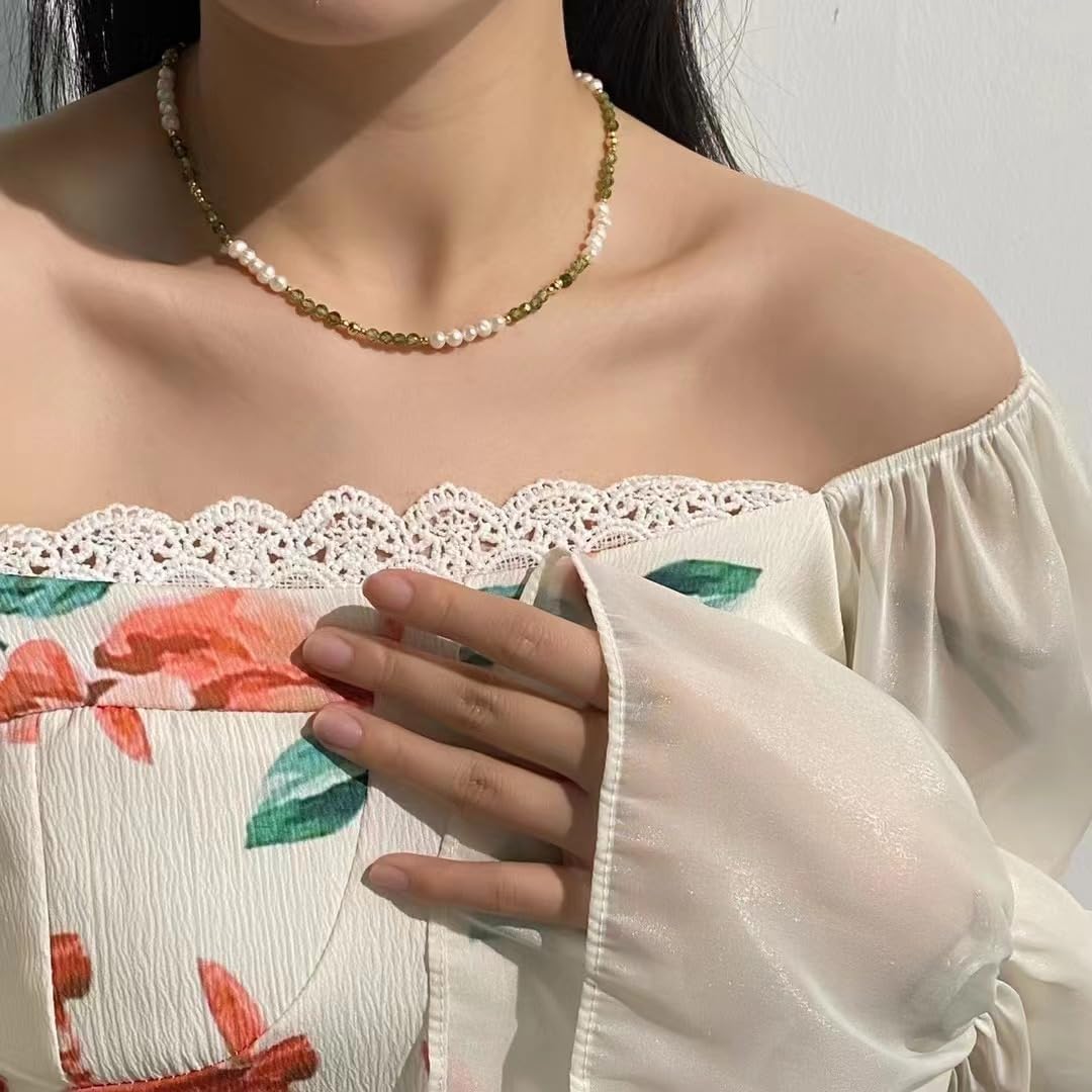 Tiger Eye Choker Necklace Pearl Natural Gemstone Handmade Chain 18K Gold Jewelry Birthday Gift for Women 17inch Valentine Gift for Her - Image 2