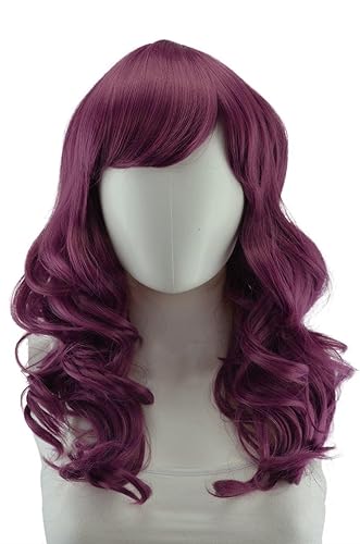 Vista 78 de Epic Cosplay Hestia Dark Plum Cosplay peluca rizada de 22 pulgadas