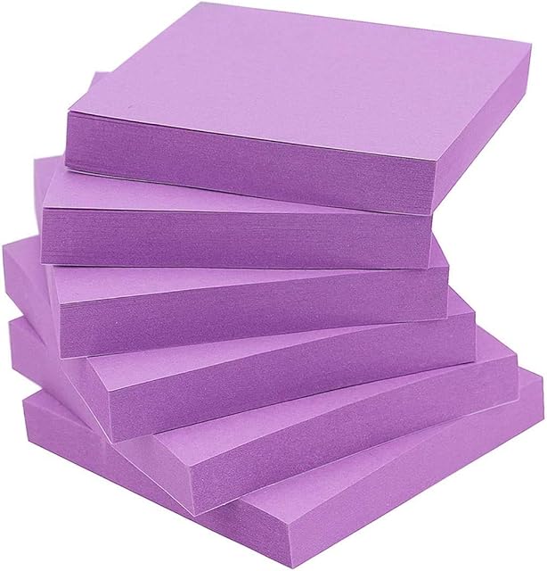 Early Buy 3x3 Sticky Notes Color Self-Stick Notes 6 Pads/Pack (Purple)