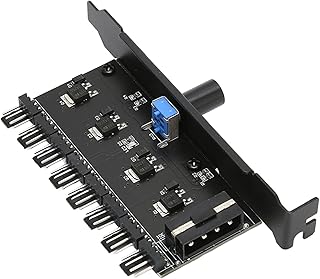 PWM Fan Hub, 8 Canais PC Fan Hub Knob Cooling Fan Speed Controller Controlador PWM de 4 pinos para CPU Chassi Disco Rígido VGA PWM Fan Suporte PCI