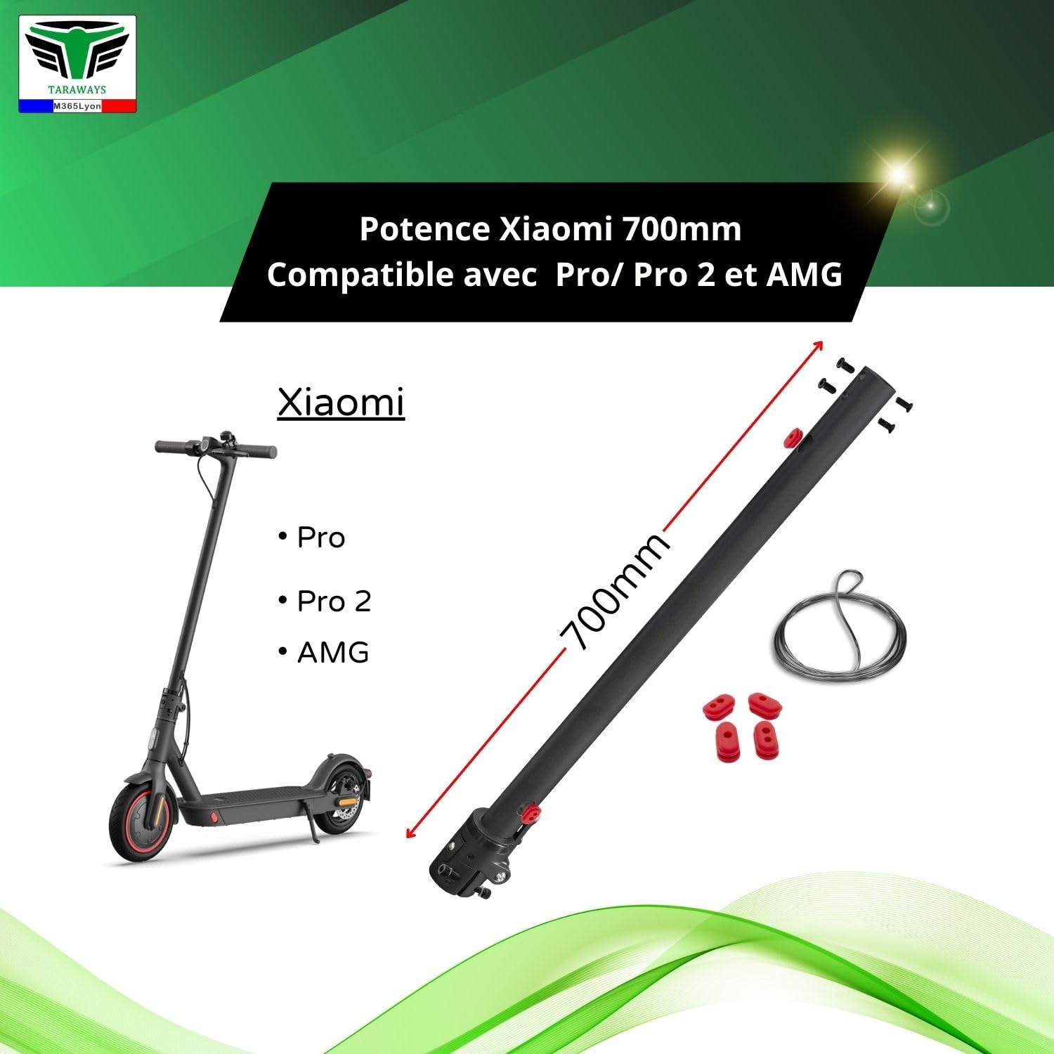 Attacco Manubrio per Scooter Xiaomi M365 Pro Pro2 1S Essential mi3, Completo con Asta Pieghevole, Robusto e Sicuro