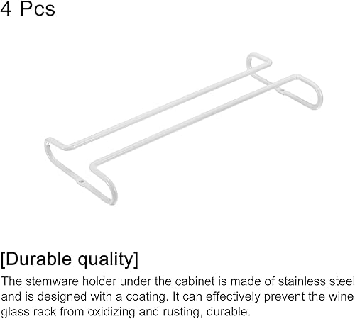 Miniatura 10 de uxcell Estante para copas de vino debajo del gabinete, 4 piezas de 10 pulgadas, estante colgante de acero inoxidable para copas de vino, organizador