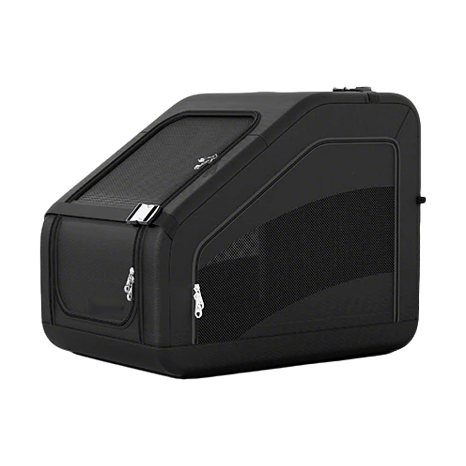 Hundetransportbox Auto Faltbar 3 Eingänge mit Sicherheitsgurten Transportbox Hund Groß Verstärkter Rahmen für Kleine Mittlere Hunde Katzen Outdoor Ausflüge(Black,69x45x56cm)