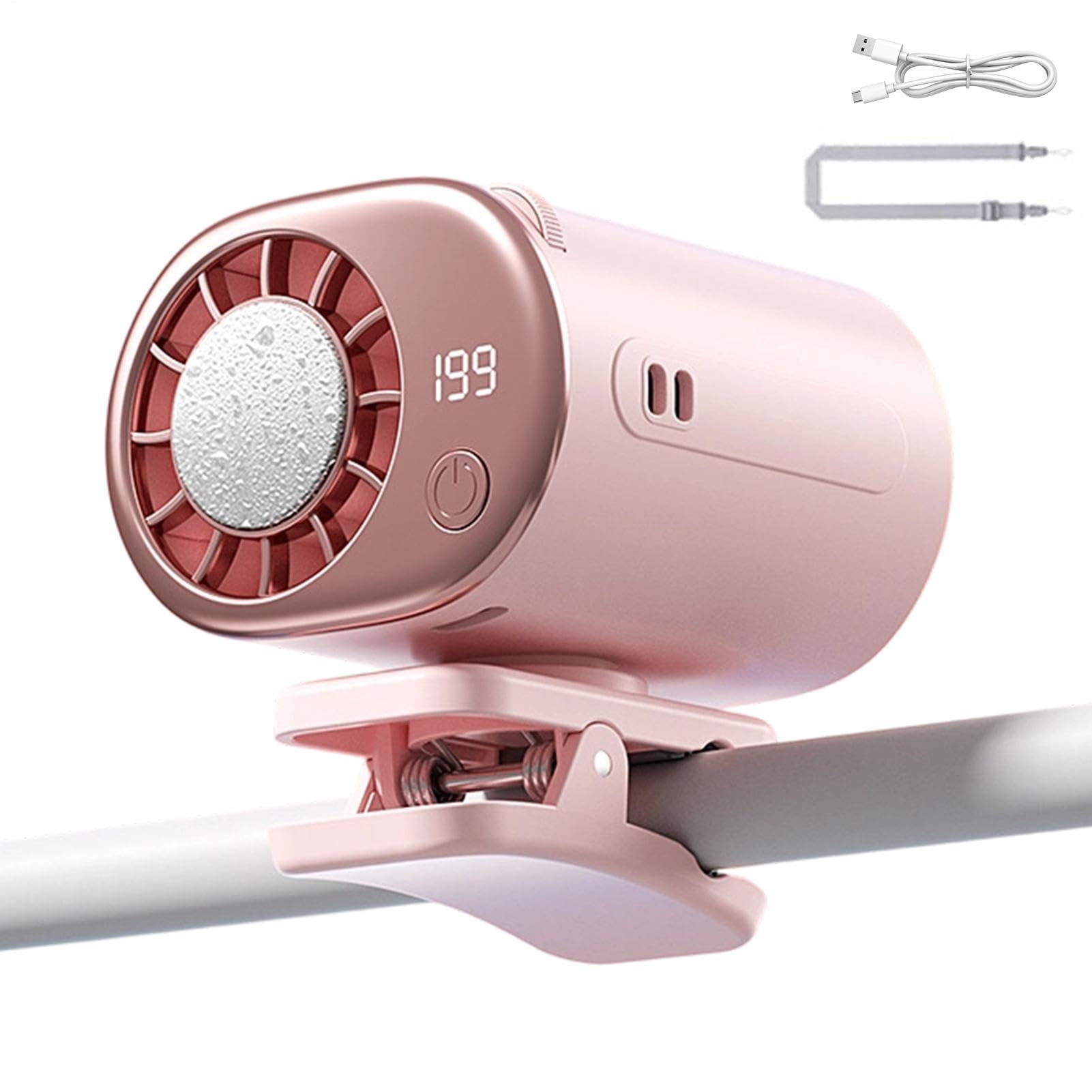 Ventilateur personnel à pince à écran LED et flux d'air réglable longue autonomie