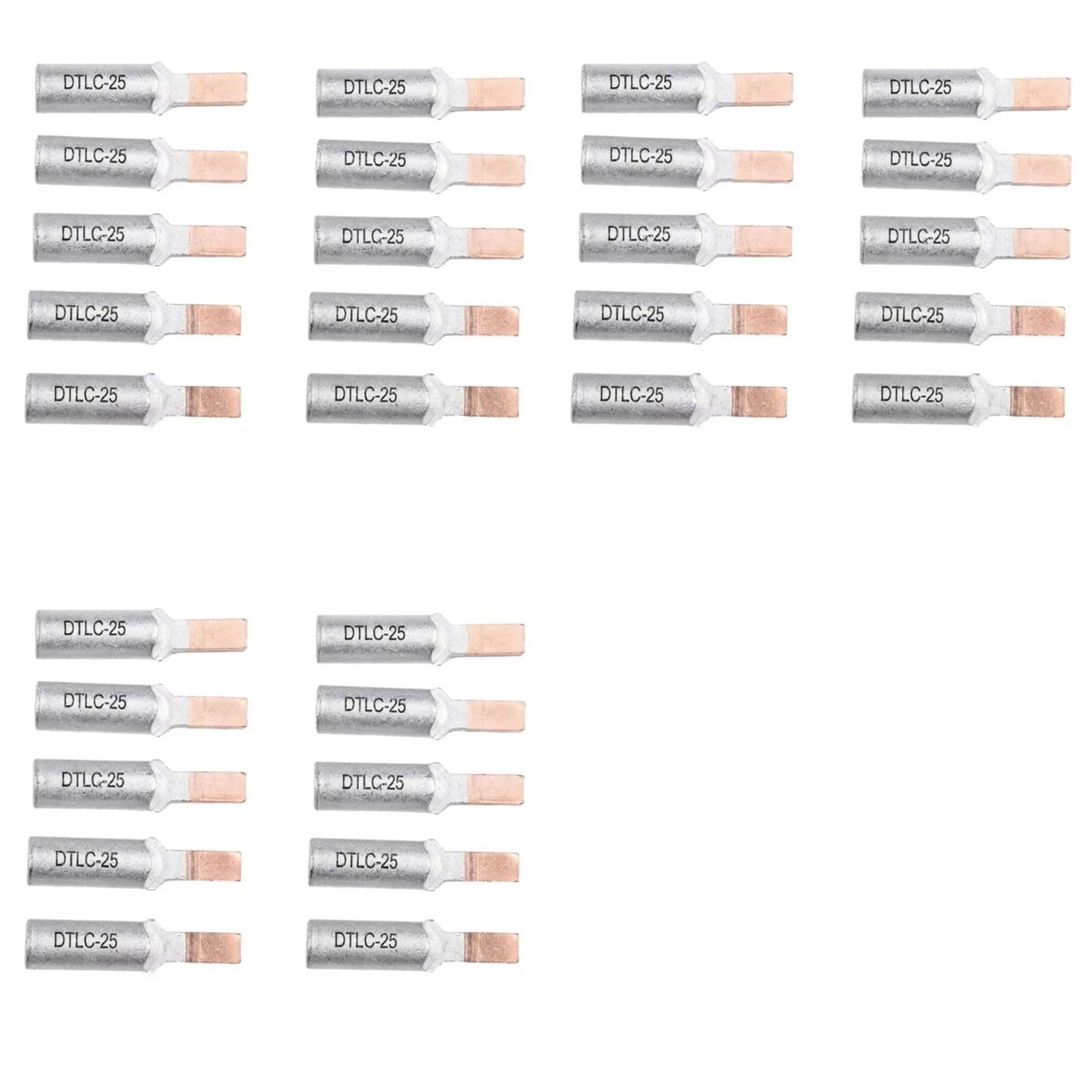 Jnchdghwa Silver 30Pcs Circuit Breaker Copper Aluminum Cable Terminal Electric Meter Wire Connector Bimetallic Cable Lugs Dtlc-25