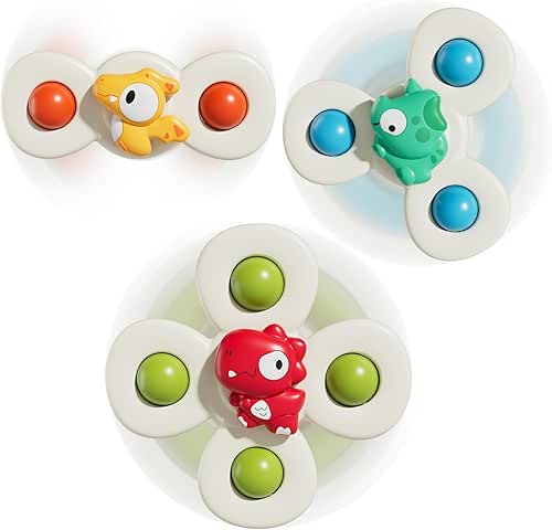 ALASOU 3PCS Suction Cup Spinner Toys for 1 Year Old
