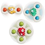 ALASOU 3PCS Suction Cup Spinner Toys for 1 Year Old Boy Girl|Spinning Top Infant Sensory Toys for Toddlers|1 2 Year Old Boy Christmas Birthday Gift|Baby Bath Toy Stocking Stuffers for Kids Ages 1-3