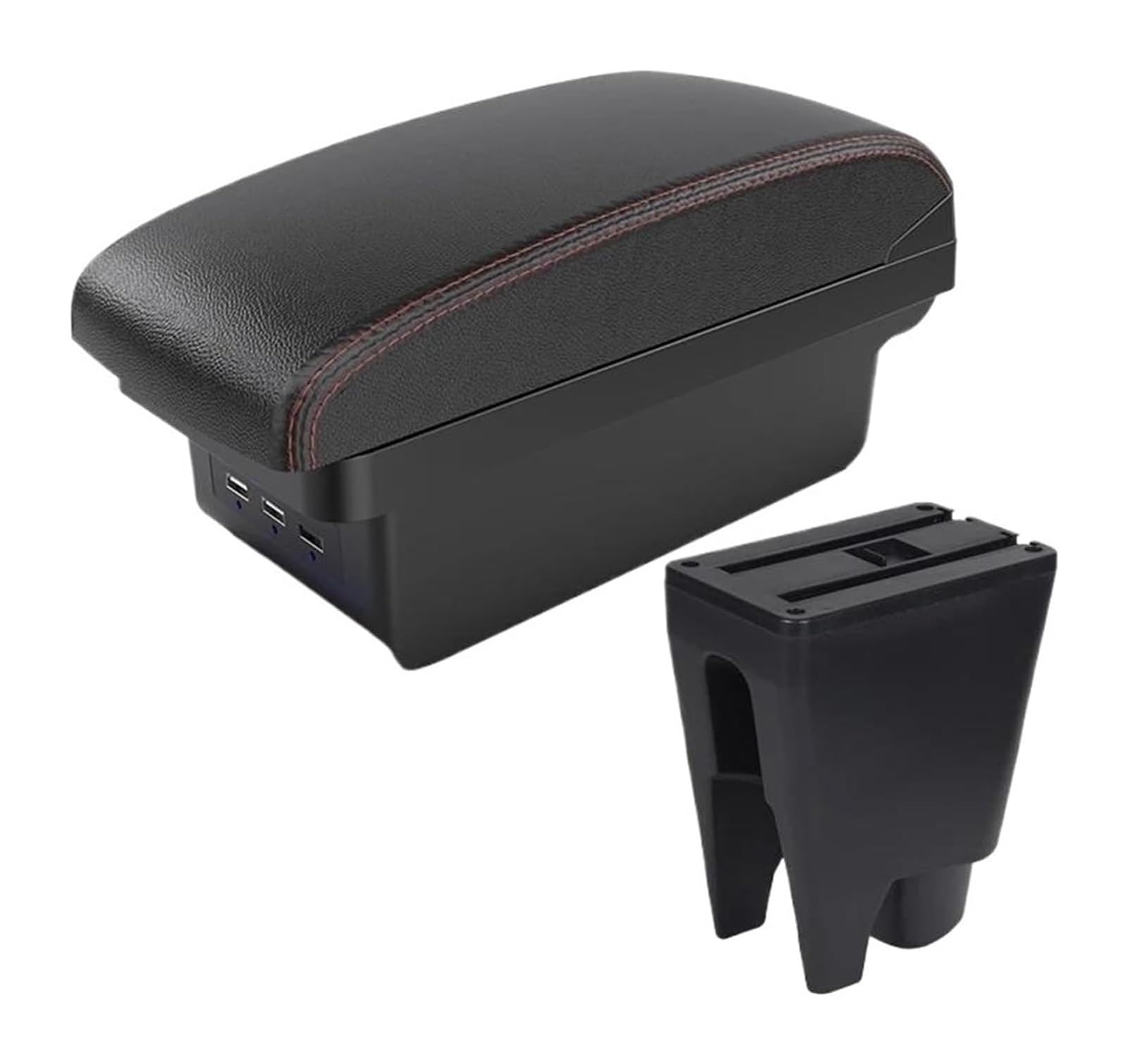 Hckclmbmzw B1 Black Red 3 Usb For C1 Armrest Box Interior Car Center Storage Usb Car-Styling Decorat Car Armrest Center Console(B1 Black Red 3 Usb)
