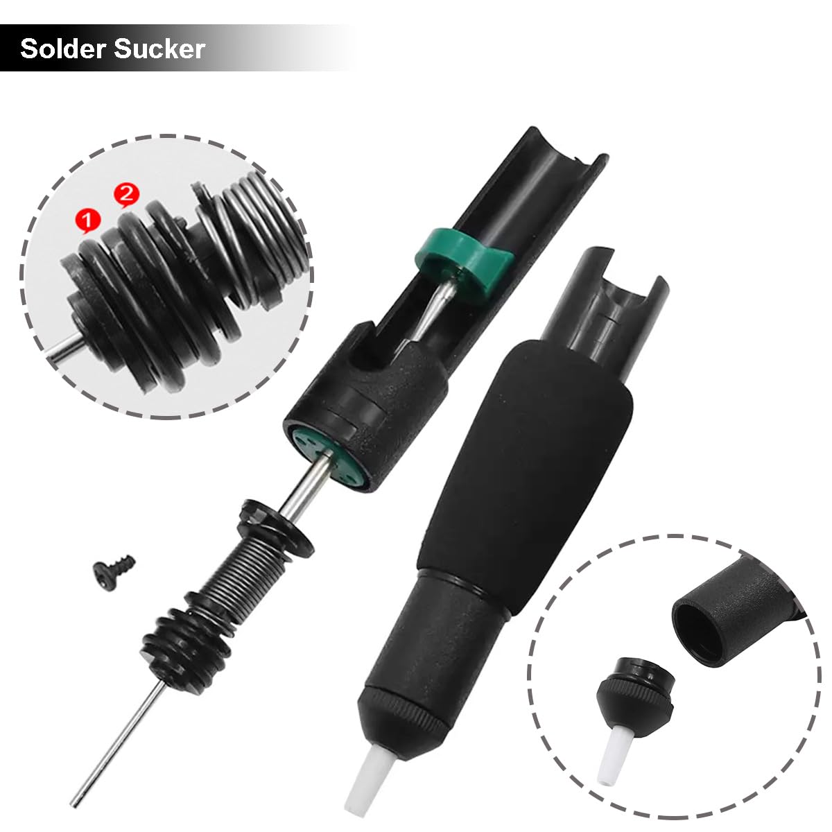 2 pz Ventosa per Saldatura Dissaldatura a Doppio Anello Dissaldatura Treccia Dissaldatura Pompa a Vuoto Strumento di Rimozione Saldatura 8" con Ugello Dissaldante Filo di Saldatura CP2515