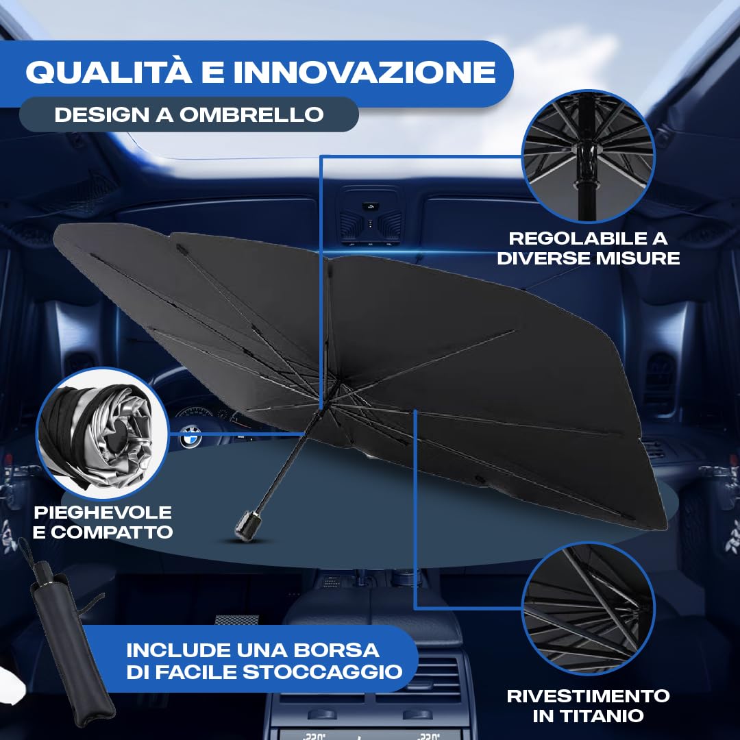 Parasole Auto Protezione Solare Anteriore 140x80cm UV Resistente