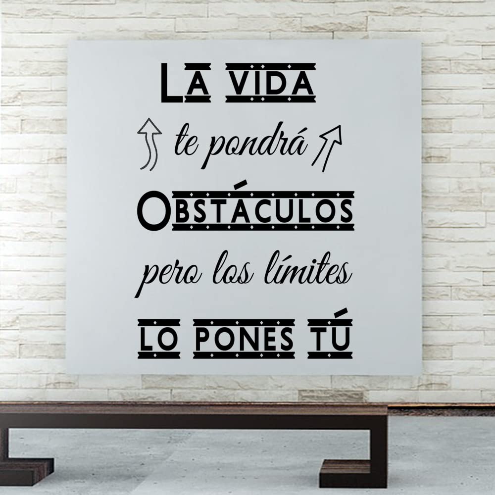 Vinilo de pared decorativo en español "LA VIDA TE PONDRÁ OBSTÁCULOS" Pegatinas de pared decorativa de frases en español.Vinilo decorativo decoración hogar Docliick DC-182