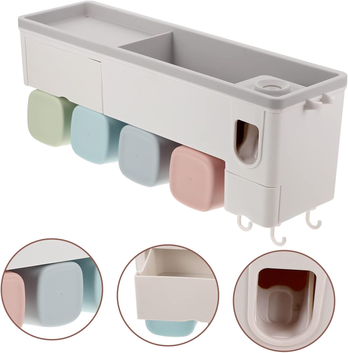 Luxshiny 1set Wall-Mounted Toothbrush Holder Automatic Squeeze Toothpaste Holder Wall Bathroom Storage Stand