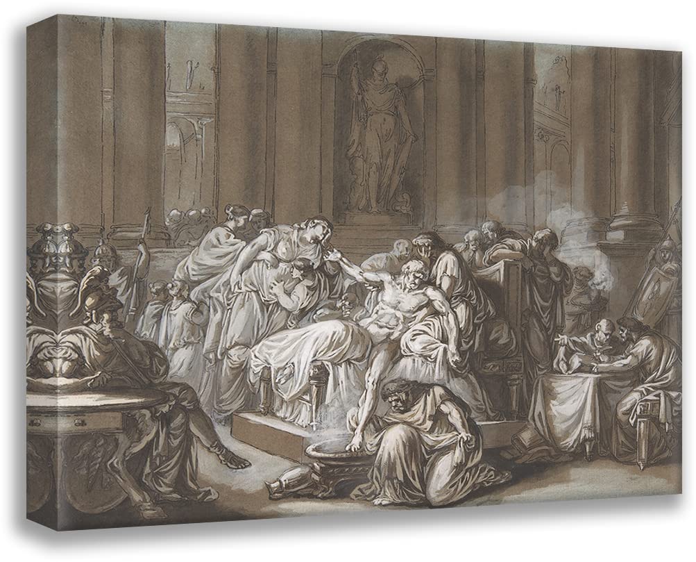ArtDirect Jean Guillaume Moitte 18x14 Gallery Wrapped Canvas Museum Art Print Titled: The Death of Seneca