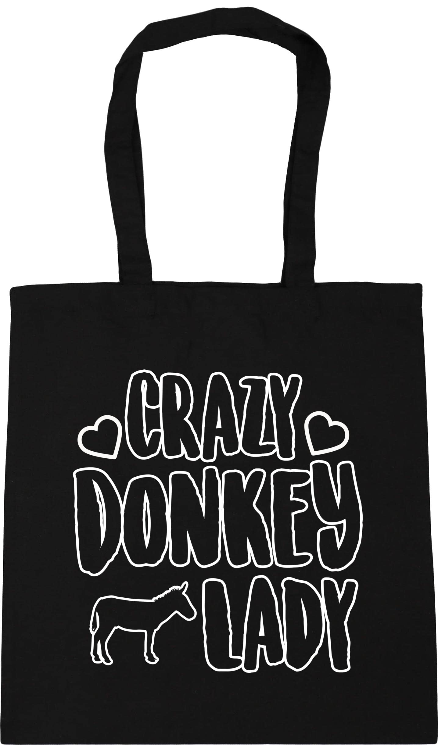 Hippowarehouse Crazy donkey lady Tote Shopping Gym Beach Bag 42cm x38cm, 10 litres