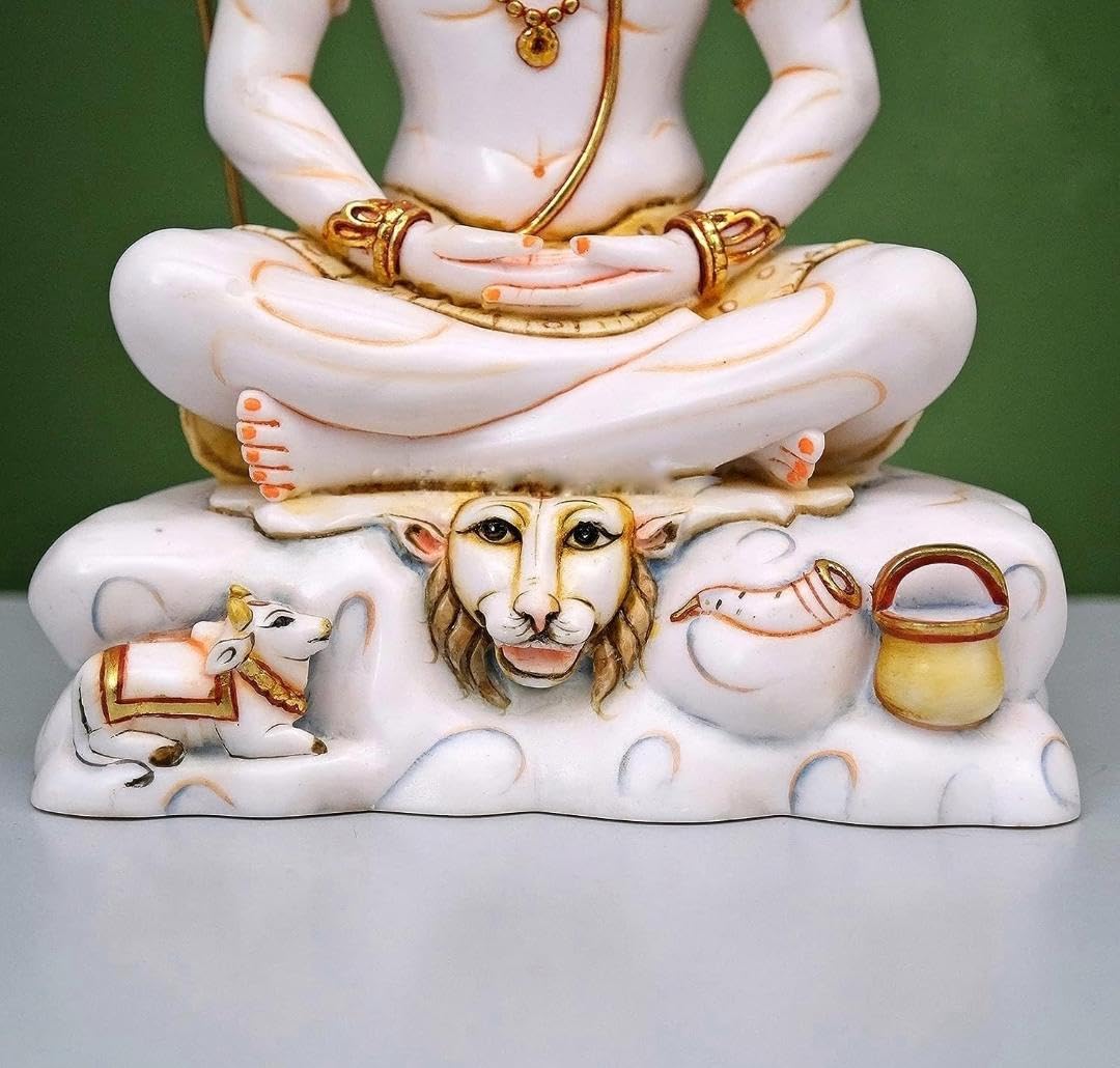 Archna Handicraft Polyresin Shiv Ji Murti For Pooja Lord Shiva Statue Figurines Idol Mahadev Sculpture (10.5 Inches, 1760 Gram, Fantasy, White, Gold) - Image 4 thumbnail