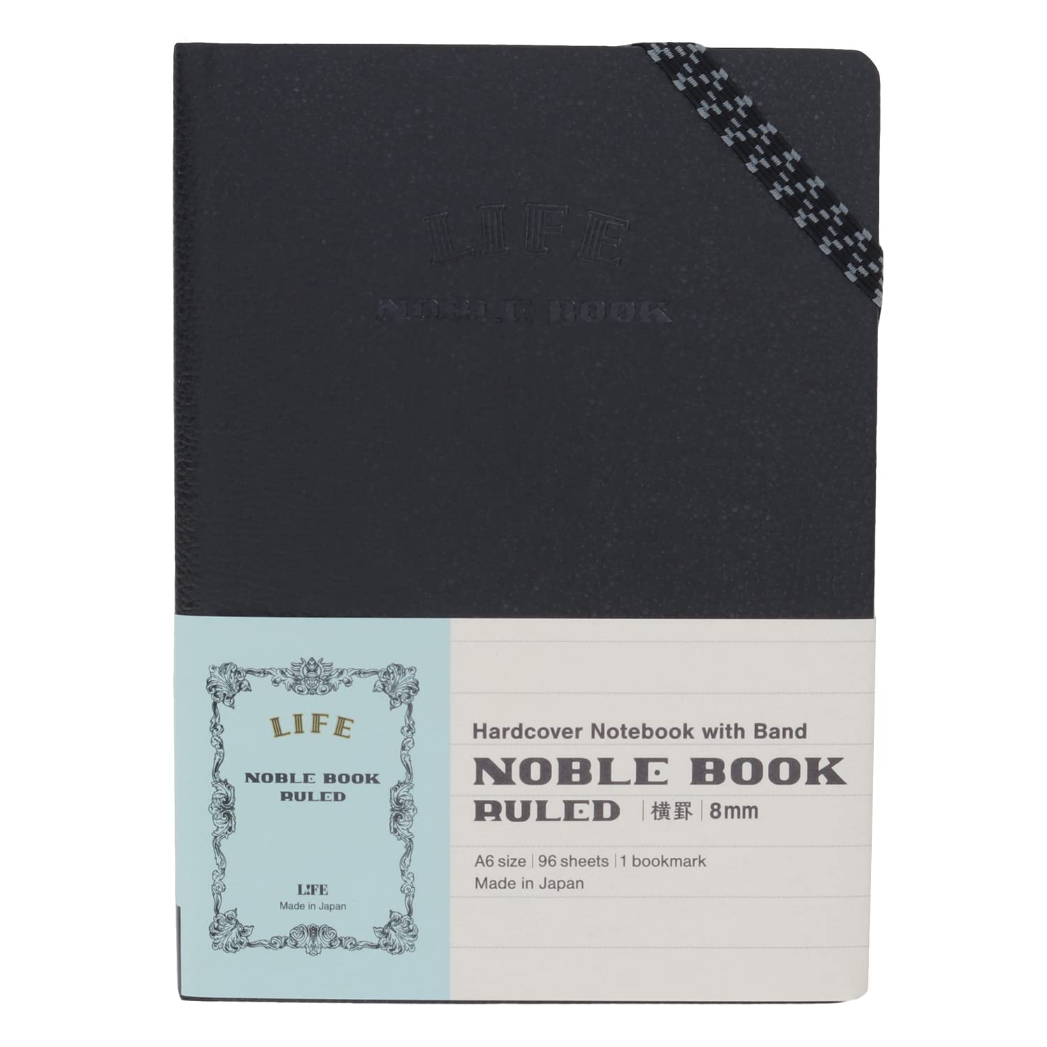 Life Noble Notebook A6 Ruled Hardcover Cream Paper 192 Pages Black Japan