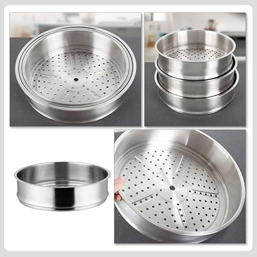 Miniatura 6 de Olla para verduras de acero inoxidable Dim Sum 11.8 in cesta de metal para cocinar al vapor Dim Sum bollos Verduras Pescado y Arroz Cesta de acero