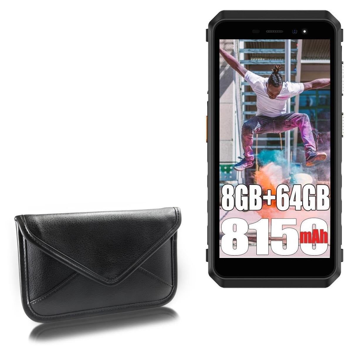 BoxWave Case Compatible with Ulefone Armor X11 Pro - Elite Leather Messenger Pouch, Synthetic Leather Cover Case Envelope Design - Jet Black