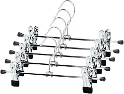 Kit 20 Cabides Presilha Metal Cromado Premium Saia Calça Bermuda Vestido Reforçado