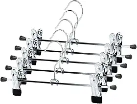 Kit 10 Cabides Presilha Metal Cromado Premium Saia Calça Bermuda Vestido Reforçado