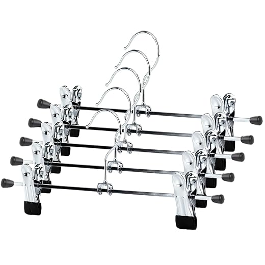 Kit 10 Cabides Presilha Metal Cromado Premium Saia Calça Bermuda Vestido Reforçado