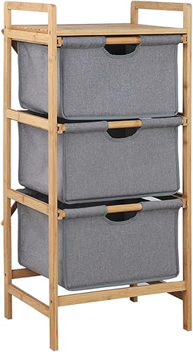 Organizador independiente de bambú de 3 secciones para ropa sucia organizador clasificador de cesta de ropa con cajones extraíbles para dormitorio