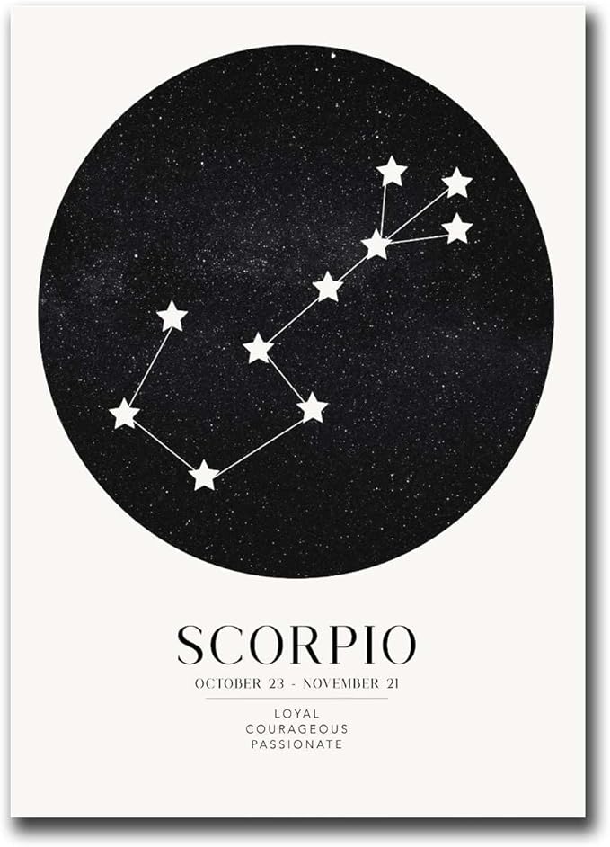 SFXLUCART Canvas Art Poster Scorpio Zodiac Art Print Living Room and Bedroom Office Decoration 12x18inch Without Frame