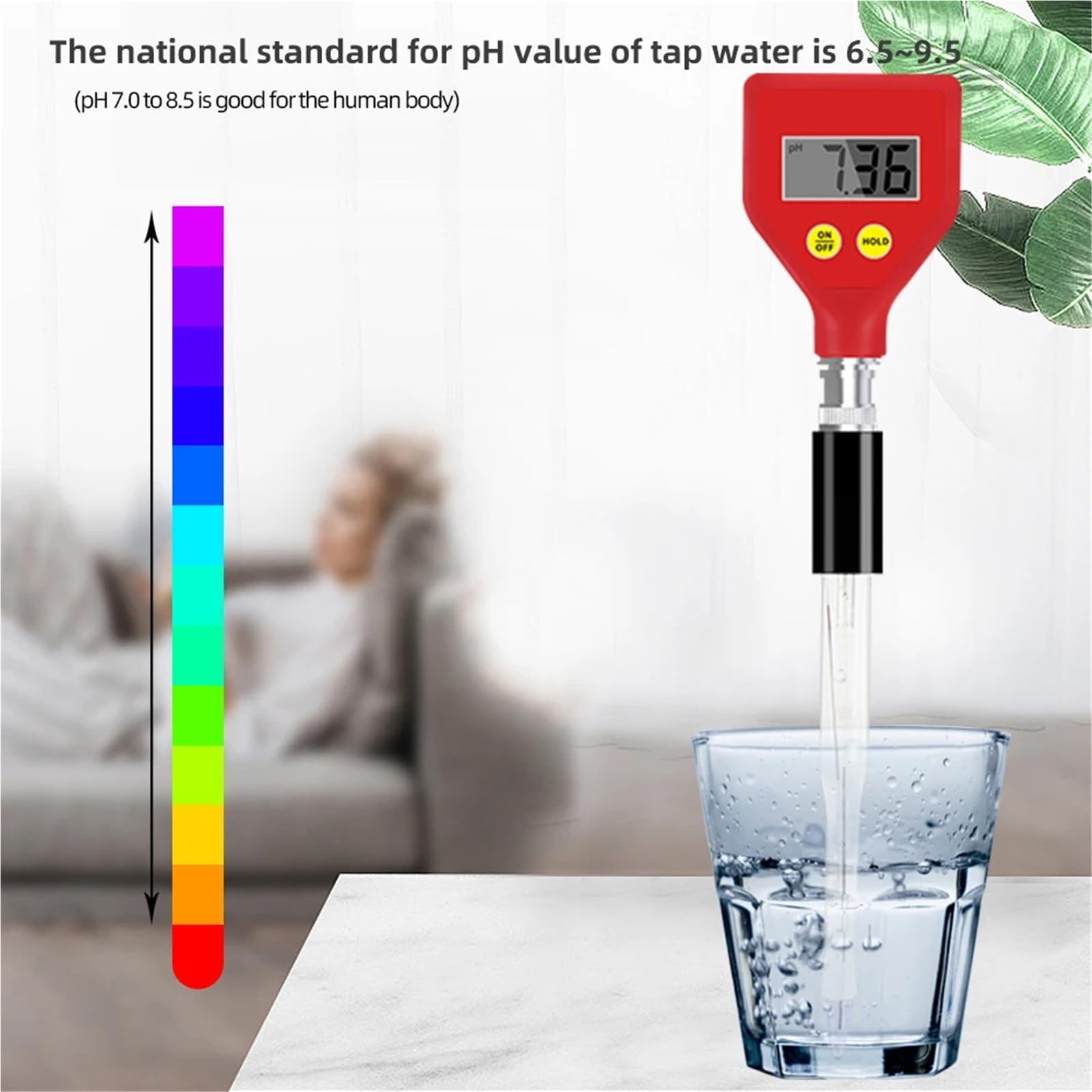 Misuratore di PH, Tester della qualità Acqua, elettrodo di Vetro affilato, Strumento di misurazione del PH for Acquario, Cibo, Formaggio, Latte, Terreno