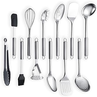 Berglander Stainless Steel Kitchen Utensil 12 Piece, Cooking Spoon, Kitchen Tools Cooking Utensil (12 Pieces)