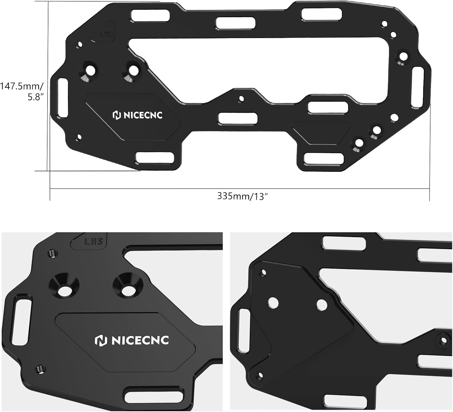 NICECNC Side Carriers Pannier Left Right Carrier Side Luggage Rack Compatible with 1290 Super Adventure R/S 2021 2022 2023, Aluminum, CNC-machined, Black