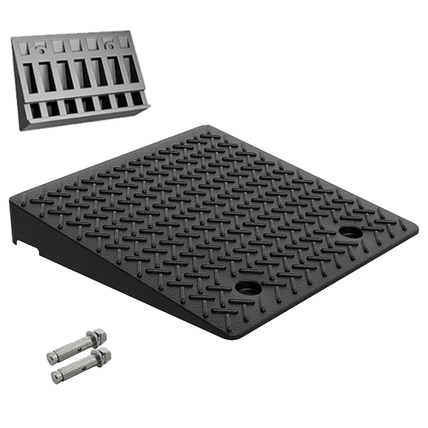 Rampe De Seuil, Rampe pour Fauteuil Roulant, Hauteur 9cm à 20cm, Antidérapante, Generic (ODOZEZXBO-50X50X12CM(19.6X19.6X4.7IN)), Caoutchouc Noir
