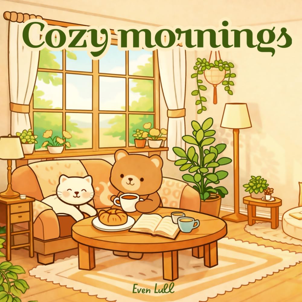 Cozy Mornings Coloring Book: A Cozy Coloring Book for Adults and Teens Featuring Slow Mornings, Calm Homes, and Sleepy Dogs and Cats