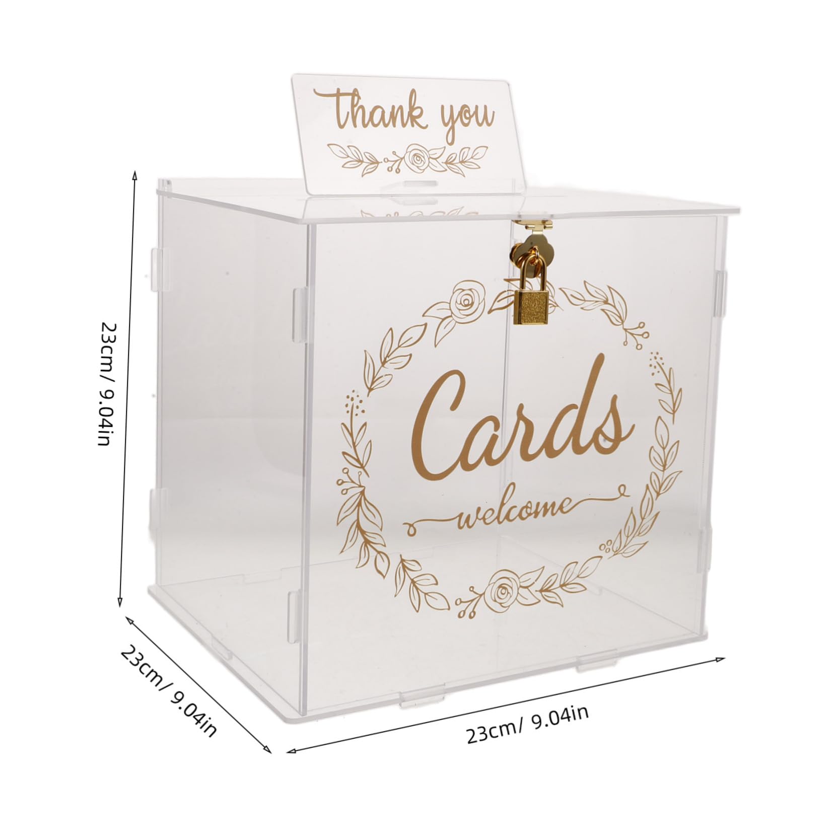 Alipis Card Box Wedding Acrylic Elegant Gold Card Holder for Wedding Party Photo Keepsake