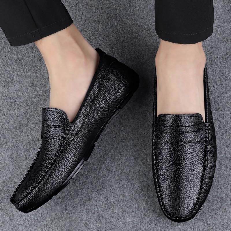 Men's Loafers Round Toe Leather Penny Loafer Slip Resistant Flexible Anti-Slip Fashion Slip-ons4