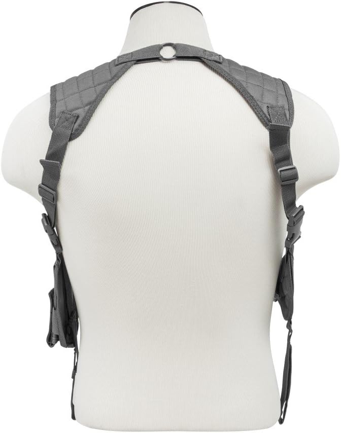 Stealth Grey Ambidextrous Adjustable Shoulder Holster with Mag Pouches fits Glock 17 19 19X 22 23 Pistols