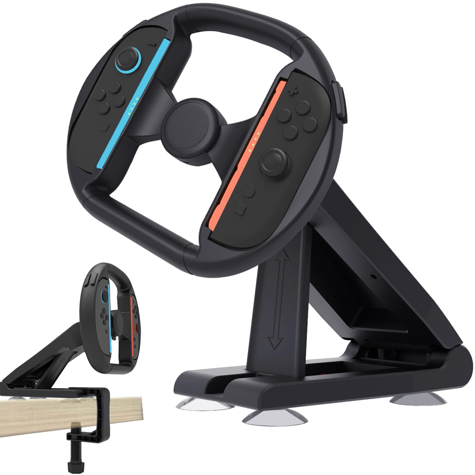 Controller Steering Wheel for Nintendo Switch 2 2025 Gaming Racing Wheel Stand Table Attachment with 4 Table Suction