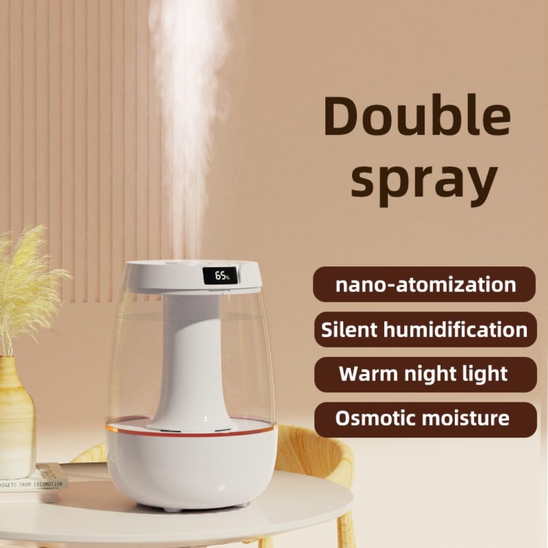 Nawilżacz powietrza 3 l, nawilżacz powietrza do sypialni, cichy nawilżacz powietrza na biurko, silna mgła, zasilacz USB, małe światło nocne, podwójny port natryskowy, ochrona przed suchym oparzeniem,