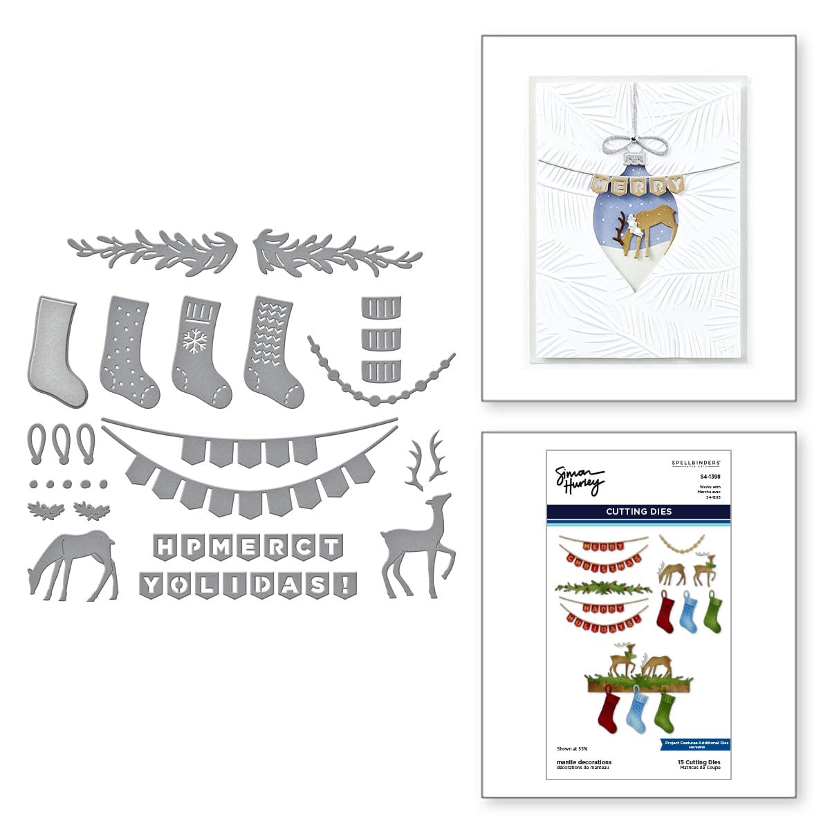 Spellbinders Mantle Decorations Etched Dies from The Timeless Trees Collection by Simon Hurley