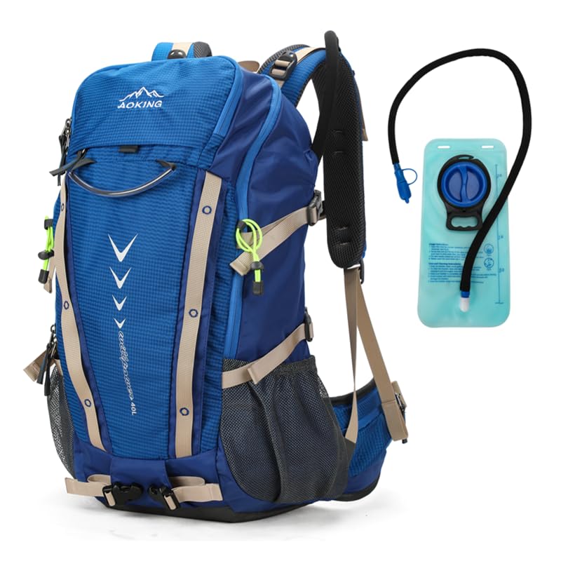 Aoking, backpack for hiking/climbing, 40L, YJN79807+water bladder 2 liters, standard elements: removable airflow mesh board, waterproof, SOS whistle, rain cover — image 1