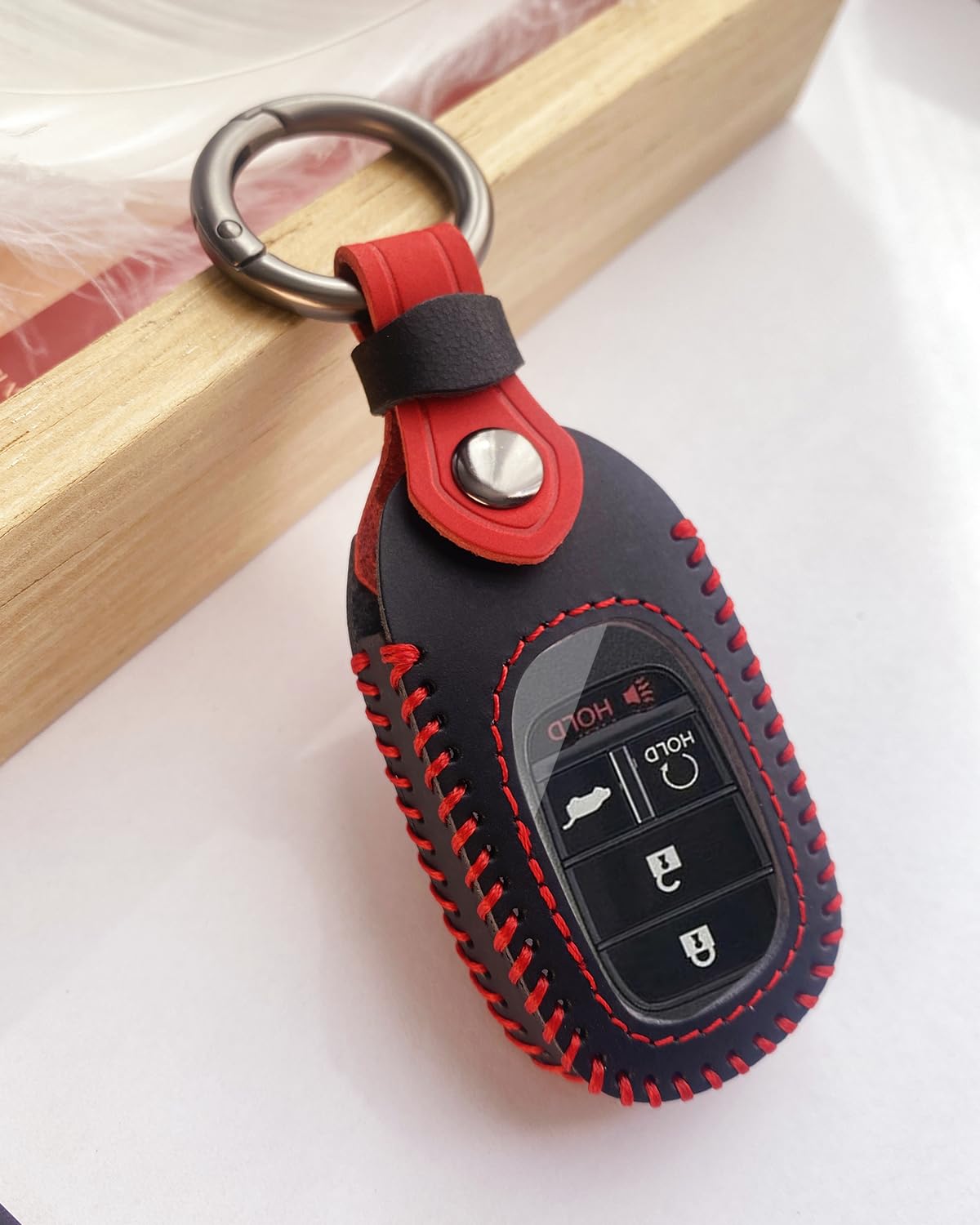 Funda de cuero para llavero Honda – para Accord Civic CR-V Pilot HR-V Sport 2025 2024 2023 2022 / Passport 2026 – Funda de cuero hecha a mano para mando a distancia inteligente (negro pirata, 2-7