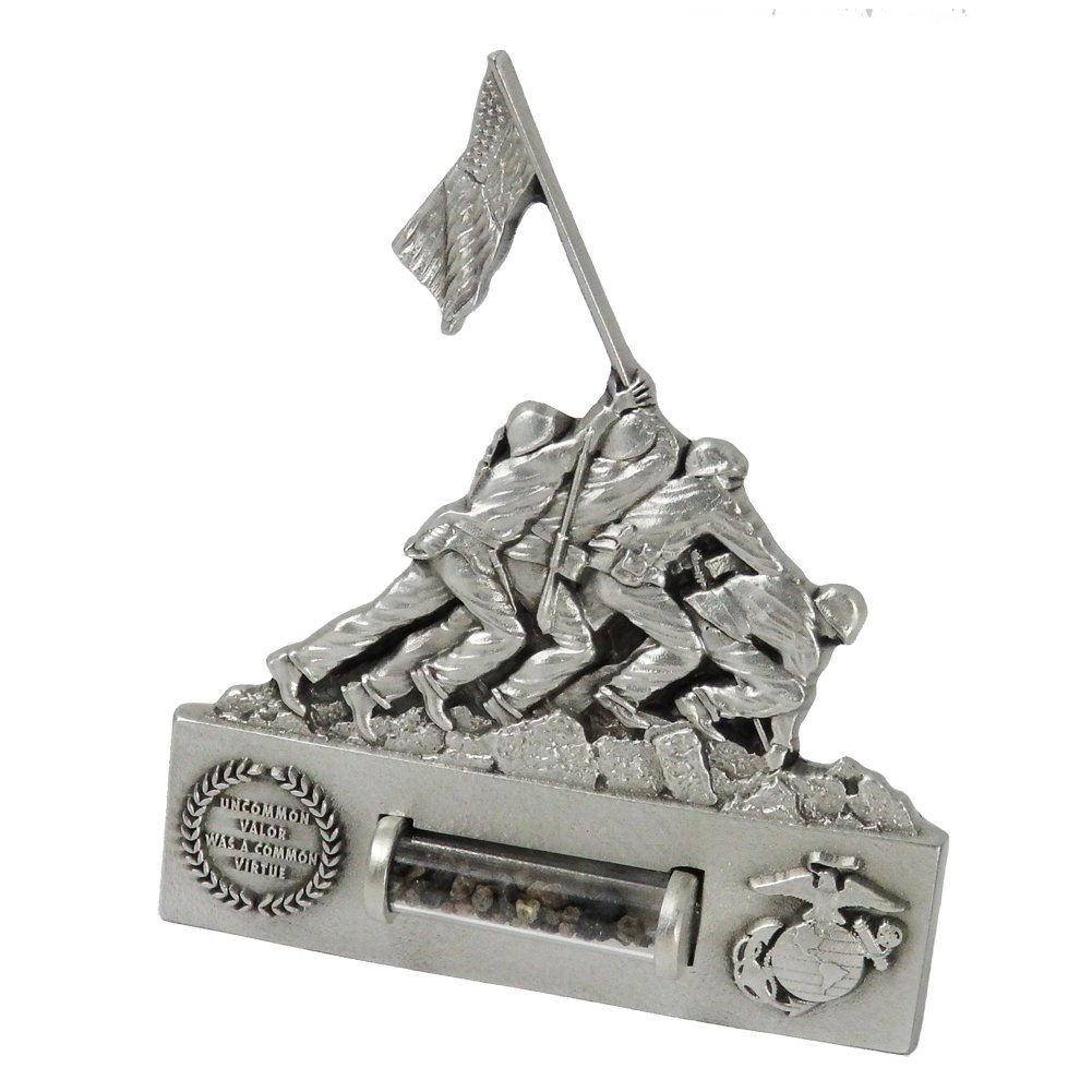 Indiana Metal Craft US Marine Corps Iwo Jima Stand Up Medallion with Authenticated Volcanic Ash Made