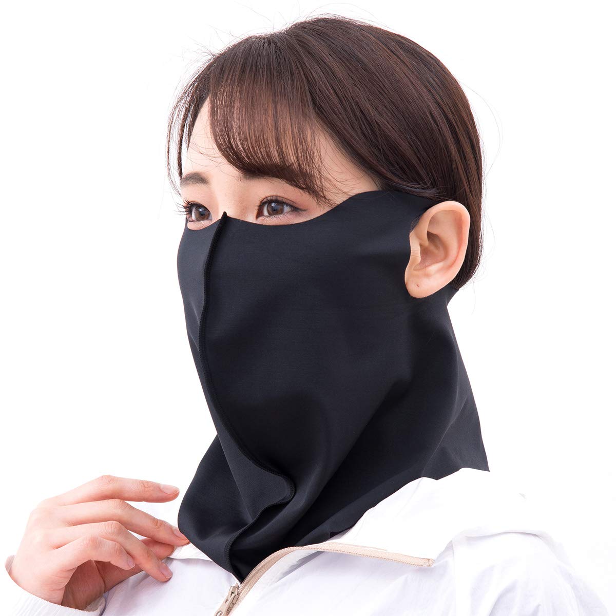 Dellling Made in Japan Face Cover Neck Cover UV Protection UPF50+ Sun Protection UV Measures Sweat Absorbent Not Stuffy Face Mask Face Neck Cover Sports Mask Unisex Men Women Black