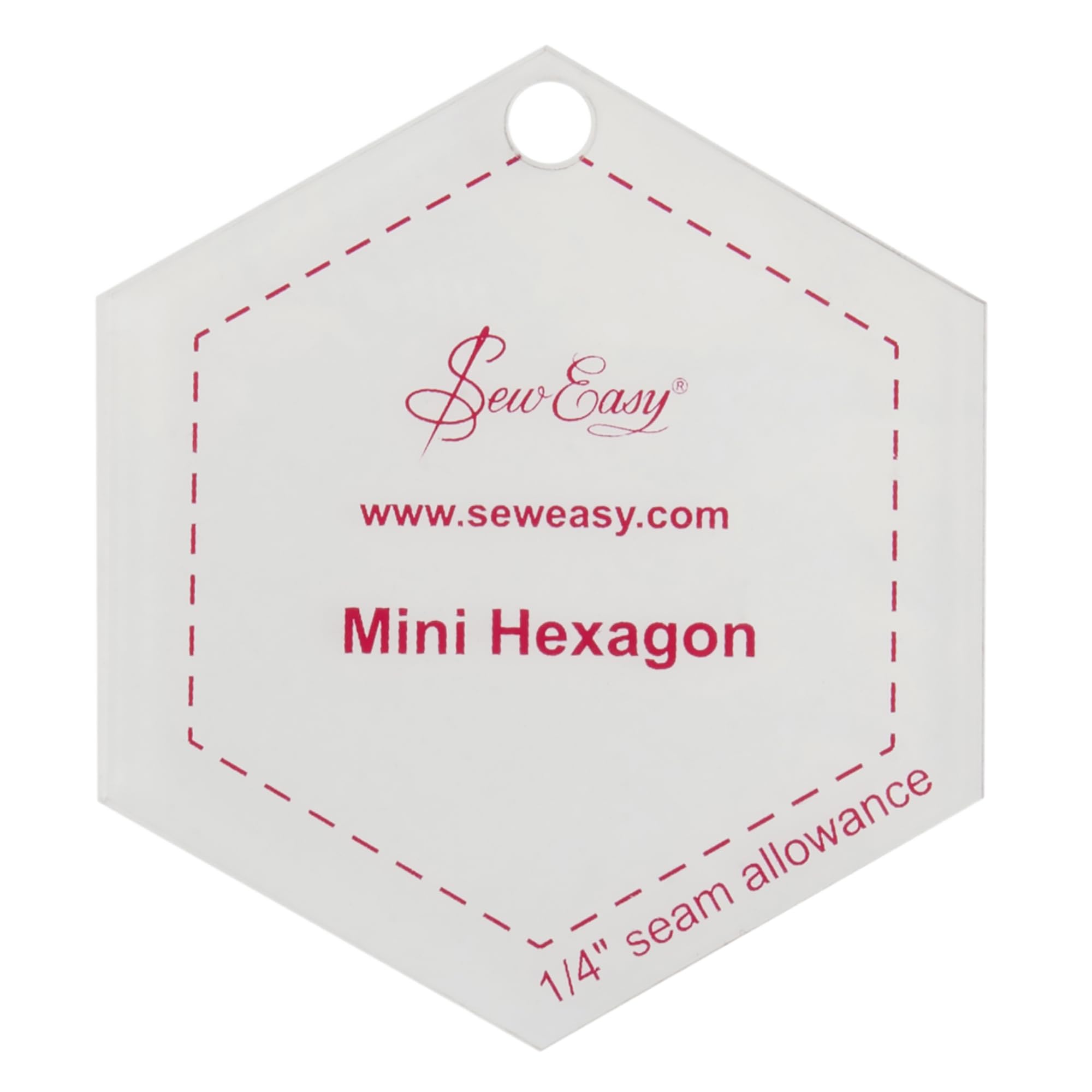 Sew Easy Mini Template – Hexagon Quilting & Patchwork Shapes for Applique Sewing, Transparent Acrylic Non-Slip, 2.87 x 2.5”