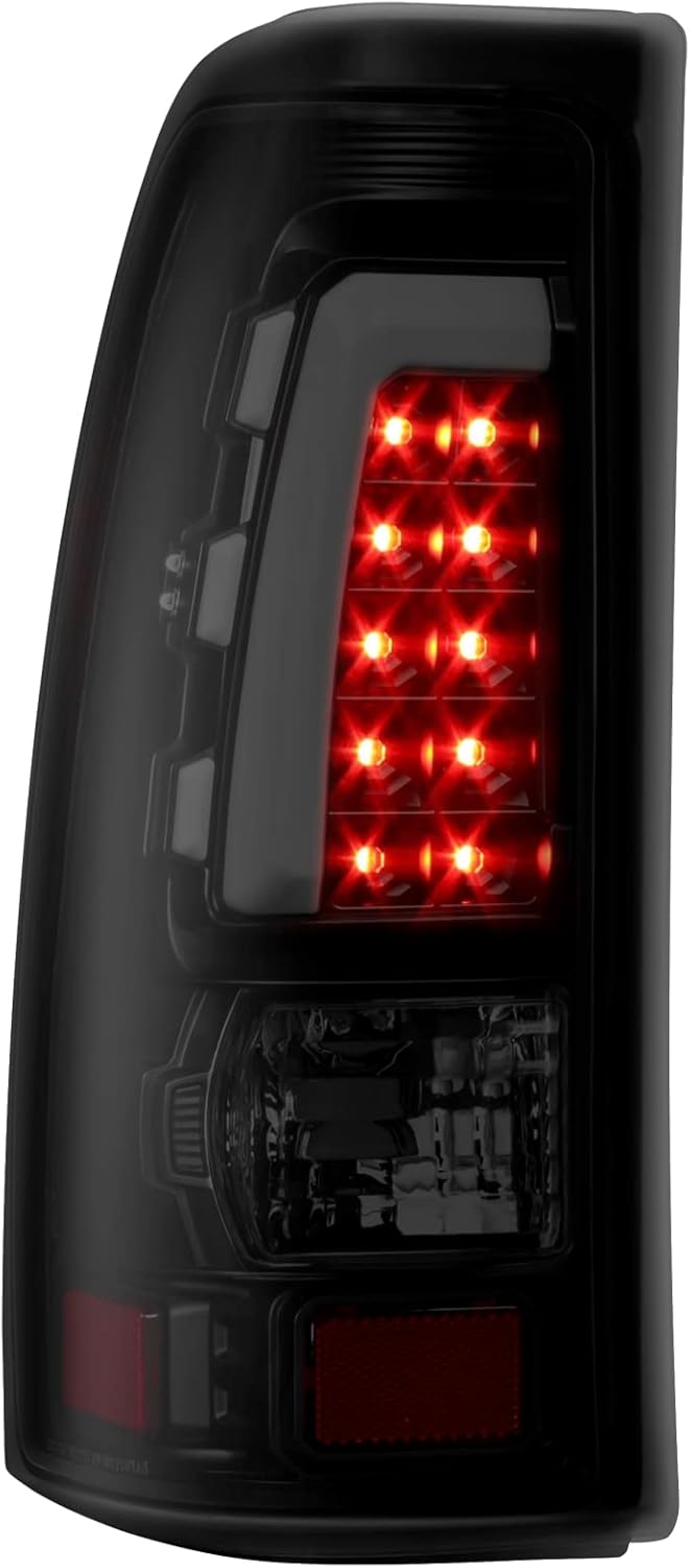 Tail light Assembly Rear Lamp L-Shape Compatible for 99-06 Chevy Chevrolet Silverado 1500 2500 Compatible for 99-02 GMC Sierra 1500 2500 Only for fleetside Smoke Tinted Taillight