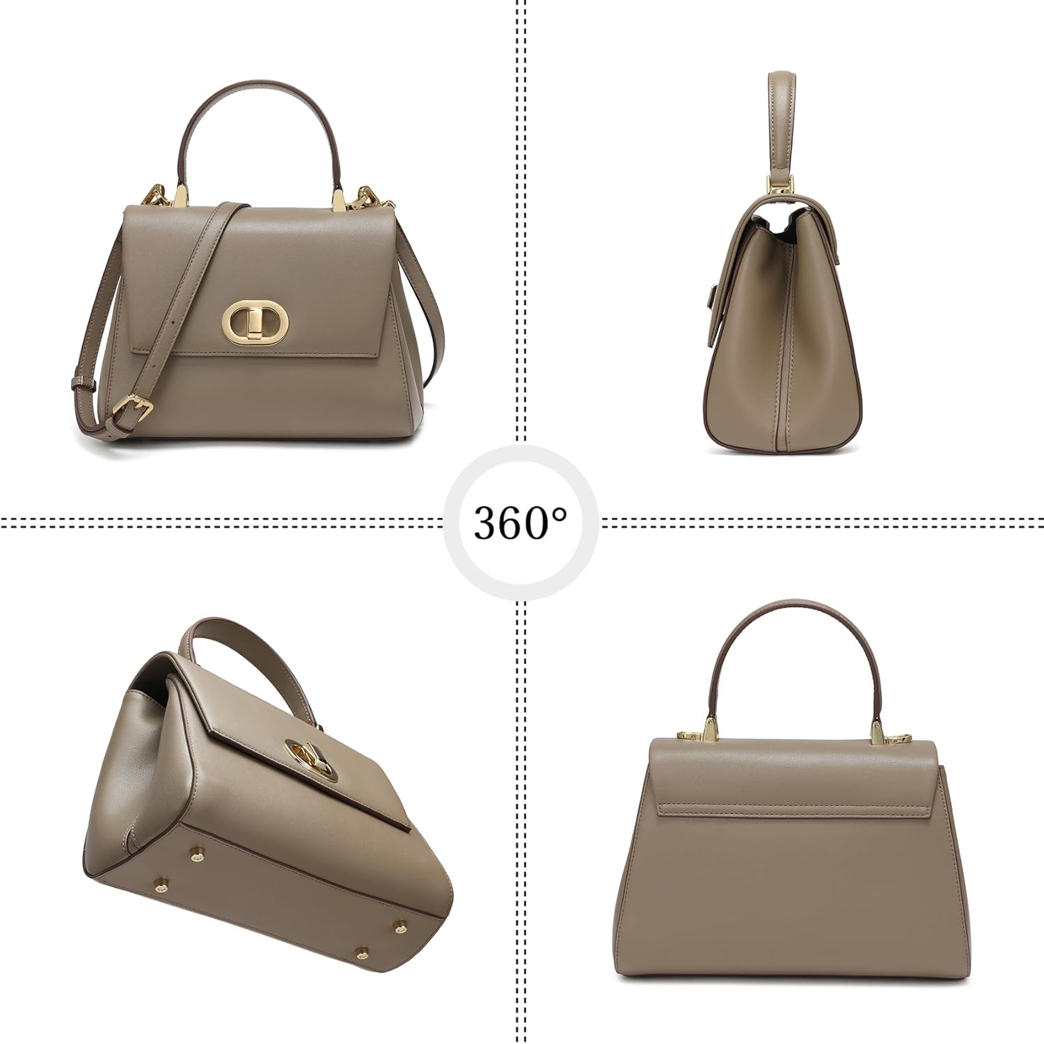 Top Handle Bag Leather Satchel Bags for Women Luxury Designer Business Crossbody Work Purse with Multiple Internal Pockets - Image 3