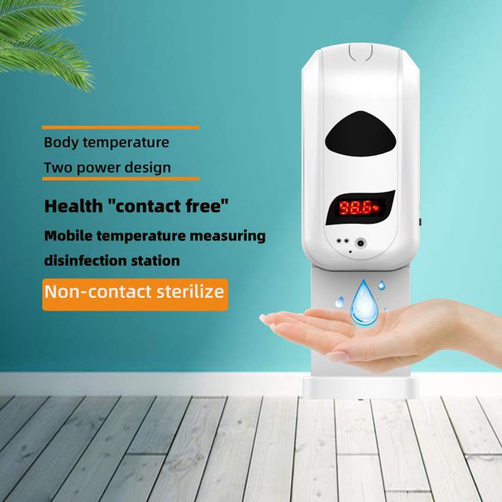 Termómetro Digital infrarrojo sin Contacto 2 en 1 con dispensador de desinfectante de Manos, Capacidad de 1200 ml, transmisión de Voz Inteligente, Dos Modos de Fuente de alimentación,Spray